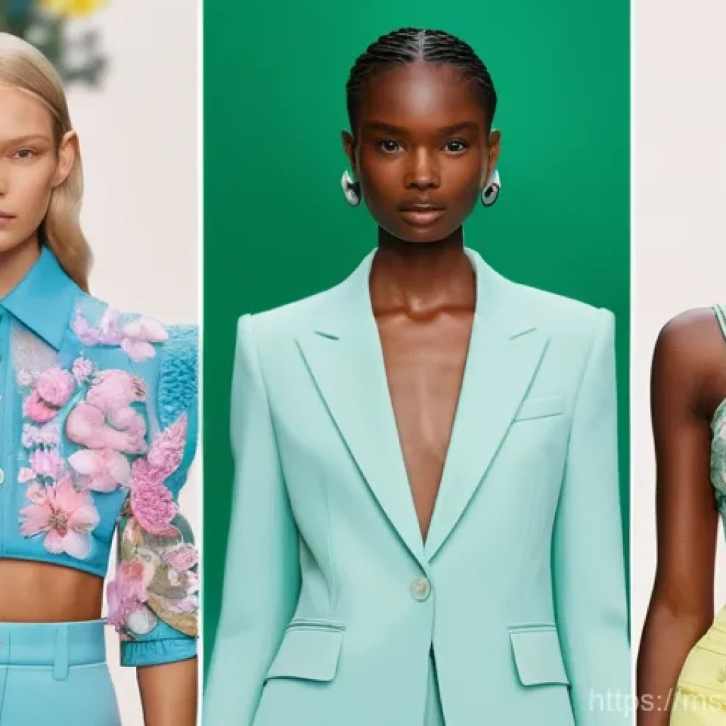 봄철 여성 패션 트렌드 - Here are three image generation prompts in English, designed to capture the essence of the Spring 20...