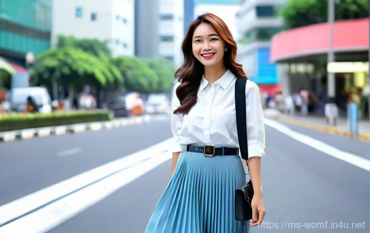 스커트와 부츠 매칭 팁 - **Prompt 1: Smart Casual Elegance in Kuala Lumpur**
    A young Malaysian woman, mid-20s, with a war...