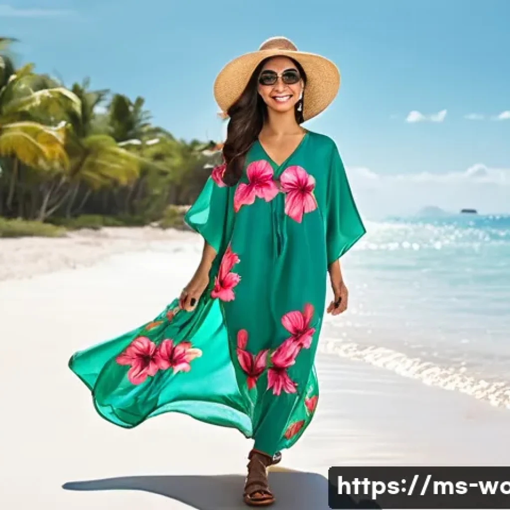 여름 비치웨어 스타일 - **Prompt 1: Relaxed Elegance on a Malaysian Beach**
    A young woman in her late 20s or early 30s, ...