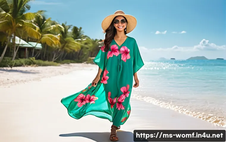 여름 비치웨어 스타일 - **Prompt 1: Relaxed Elegance on a Malaysian Beach**
A young woman in her late 20s or early 30s, ...